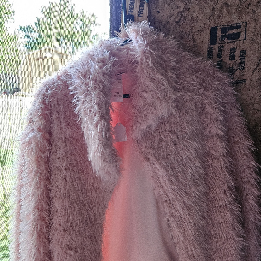 Little Lass Pink Teddy Jacket Plush Faux Fur